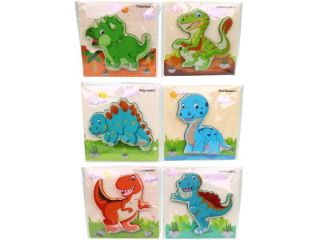 Obrázek z Puzzle dřevěné s dinosaury 15x15cm 